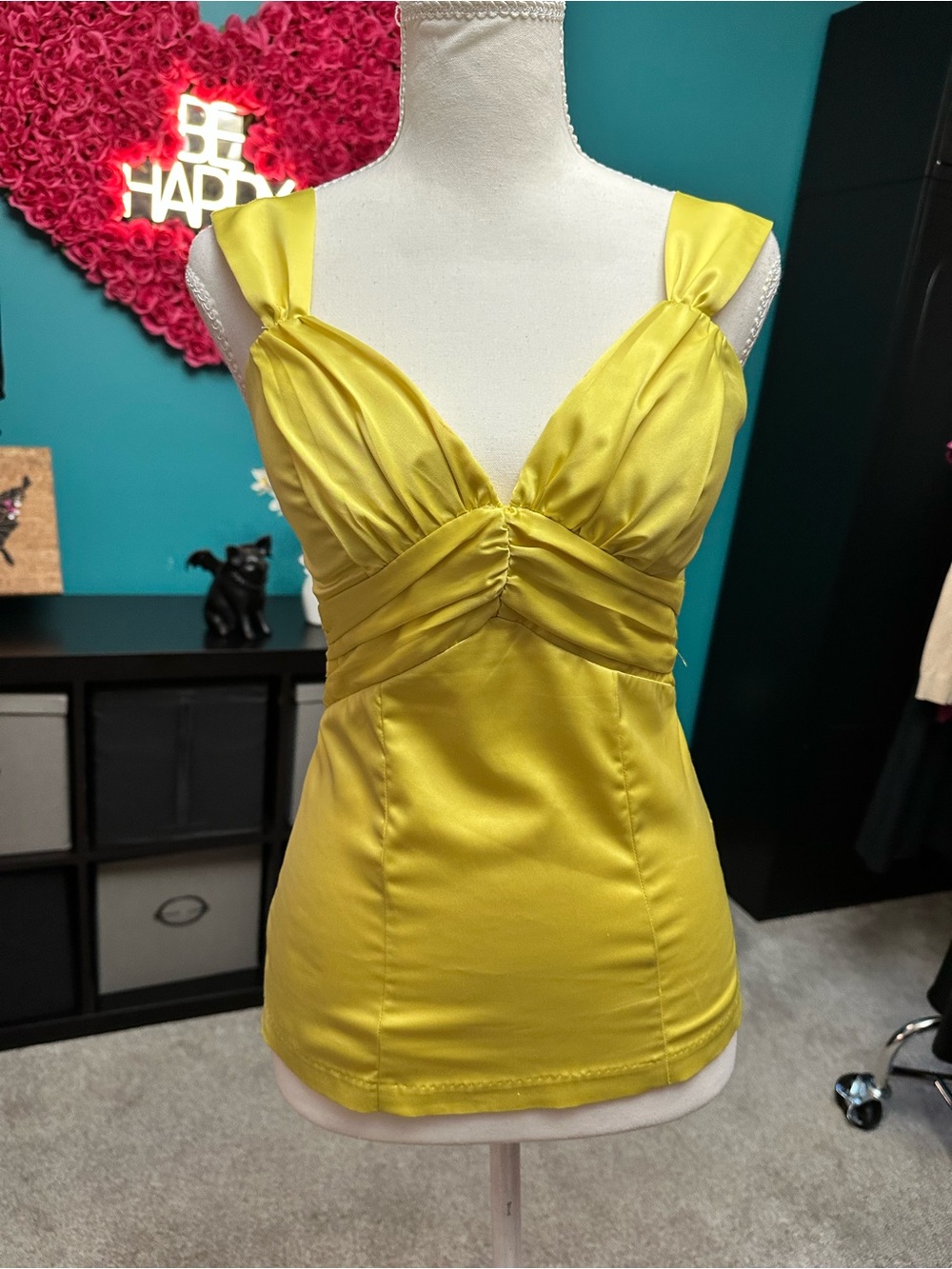 XOXO Satin V-Neck Gathered Front Camisole